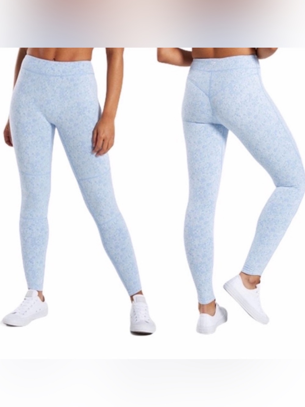 Gymshark Fleur Textured Leggings Malibu Blue Marl Medium High Rise Pilates yoga